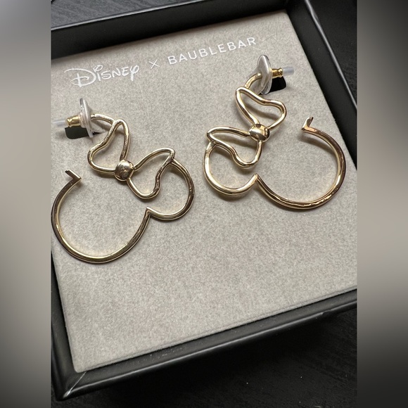 Baublebar X Disney Minnie Mouse with Bow Hoop Goldtone Earrings - Picture 3 of 5